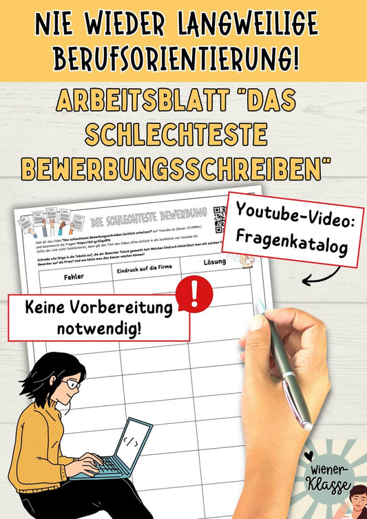 Berufsorientierung: Die schlechteste Bewerbung - Video + Arbeitsblatt