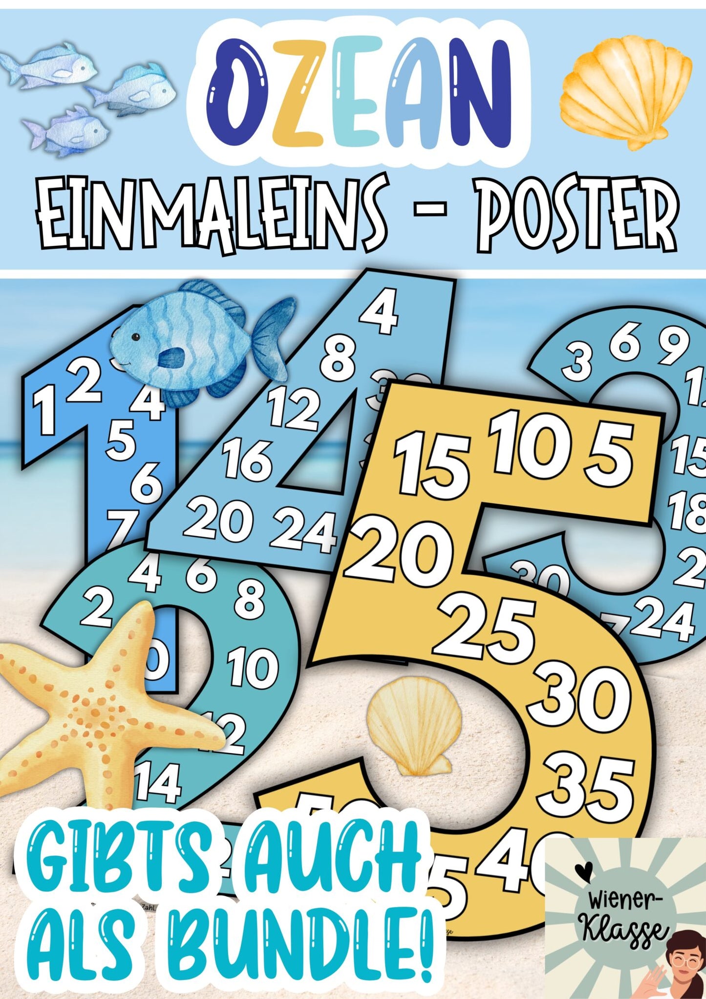 🐳 Unterwasserwelt Klassenraum Deko: Einmaleins Poster