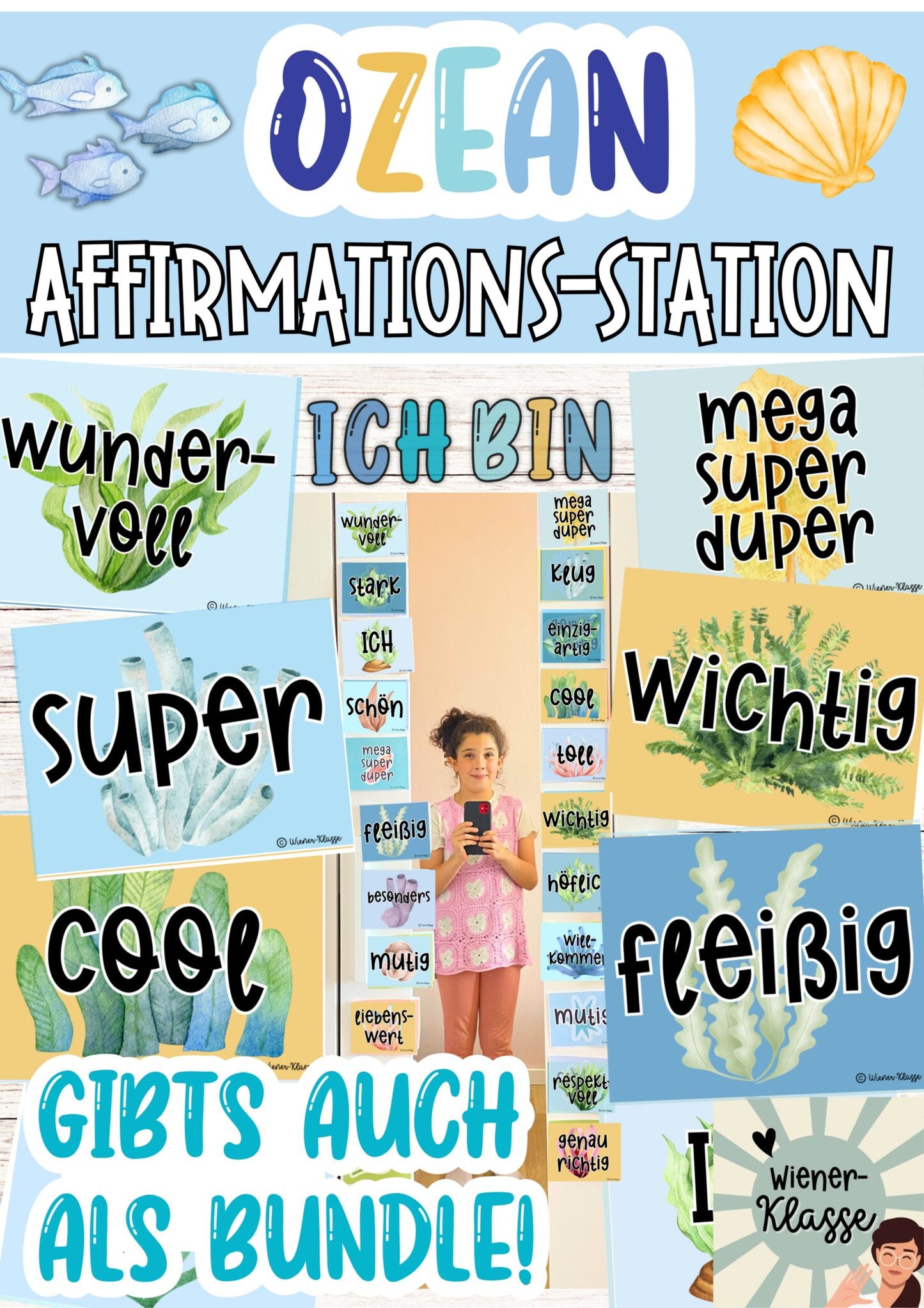 🐳 Unterwasserwelt Klassenraum Deko: Ozean Affirmations-Station