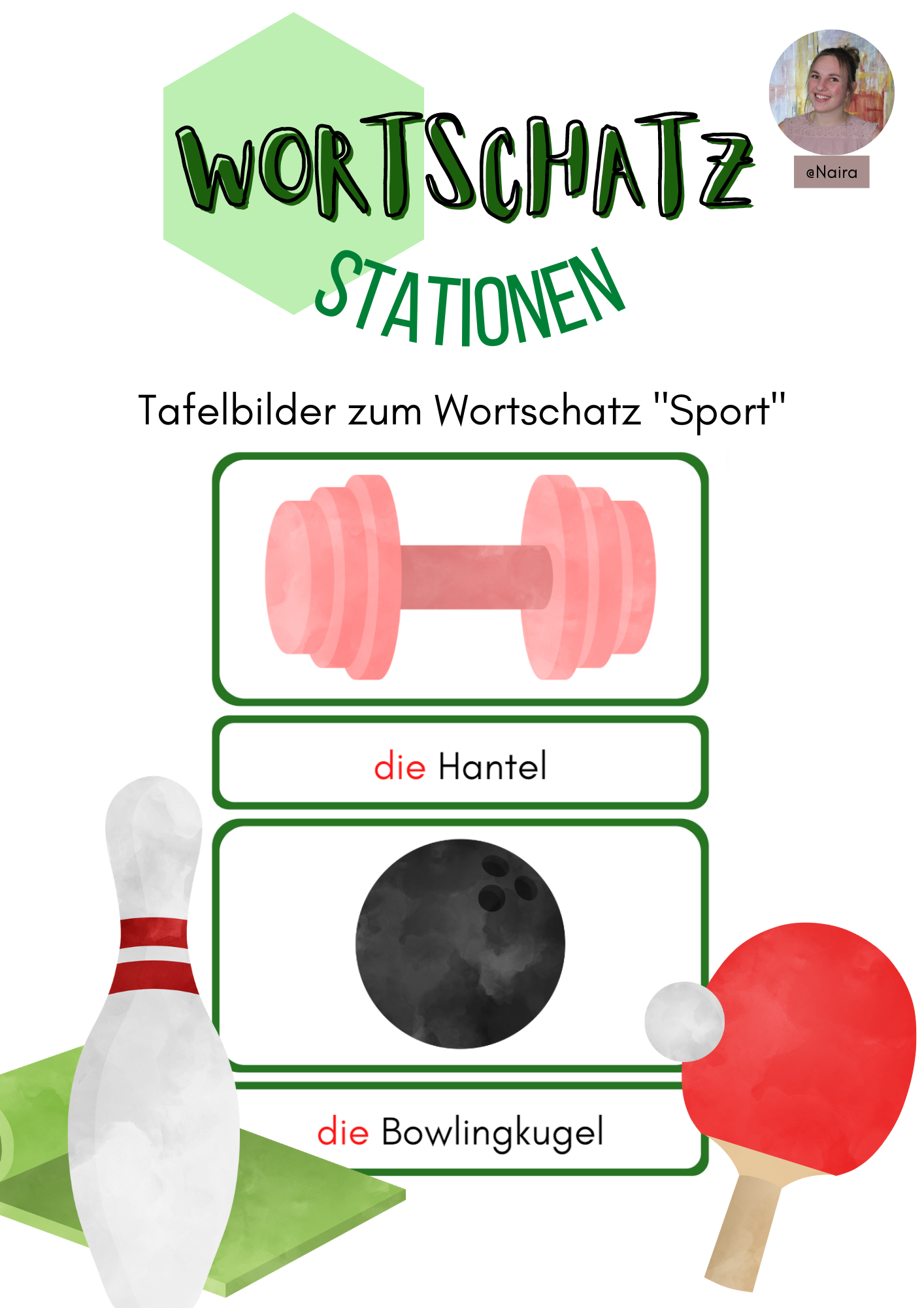 Wortschatz „Sport“: Tafelbilder /Bildkarten / Artikelkarten