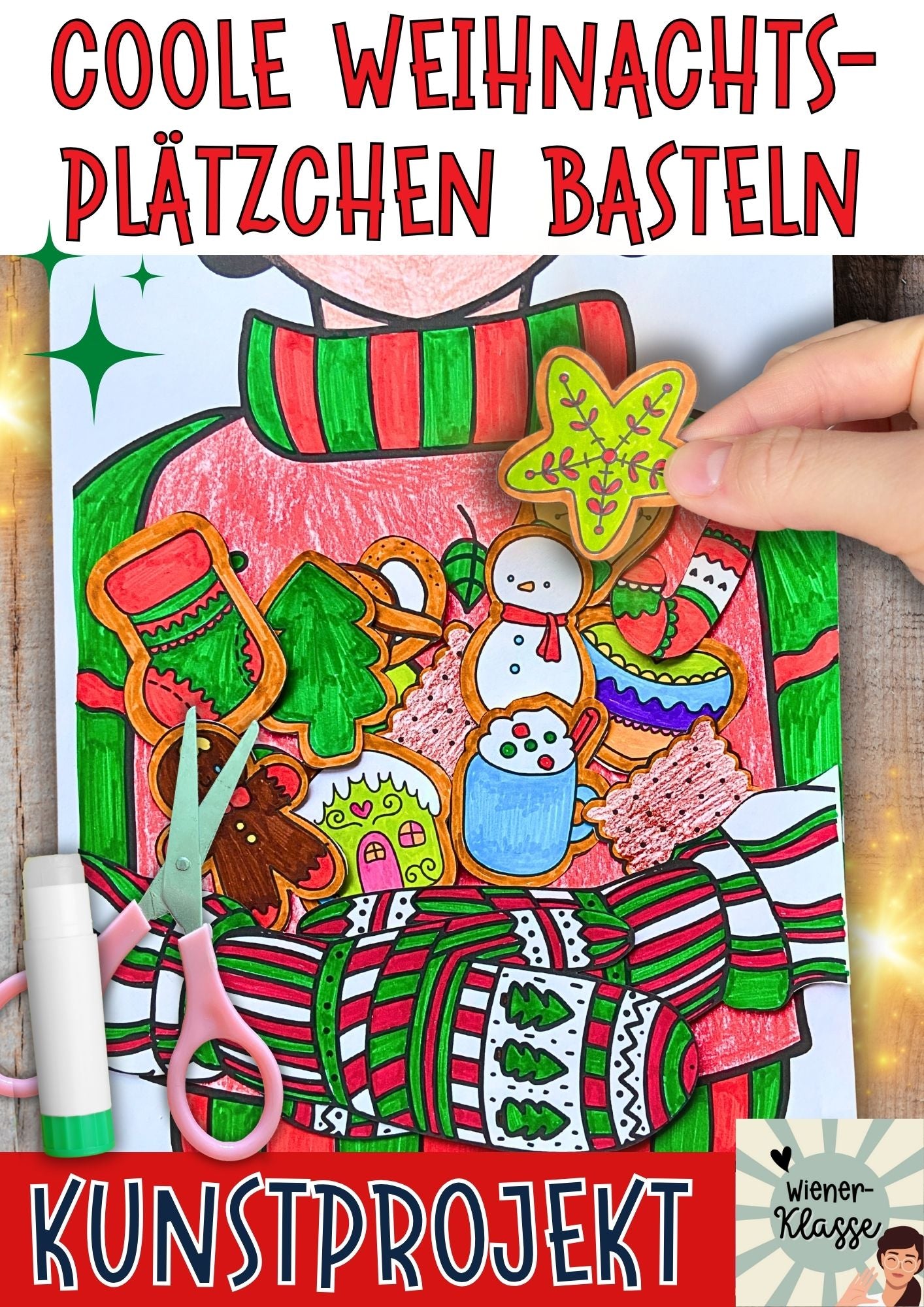 Süße Winter-Bastelvorlage: Weihnachts-Kekse basteln