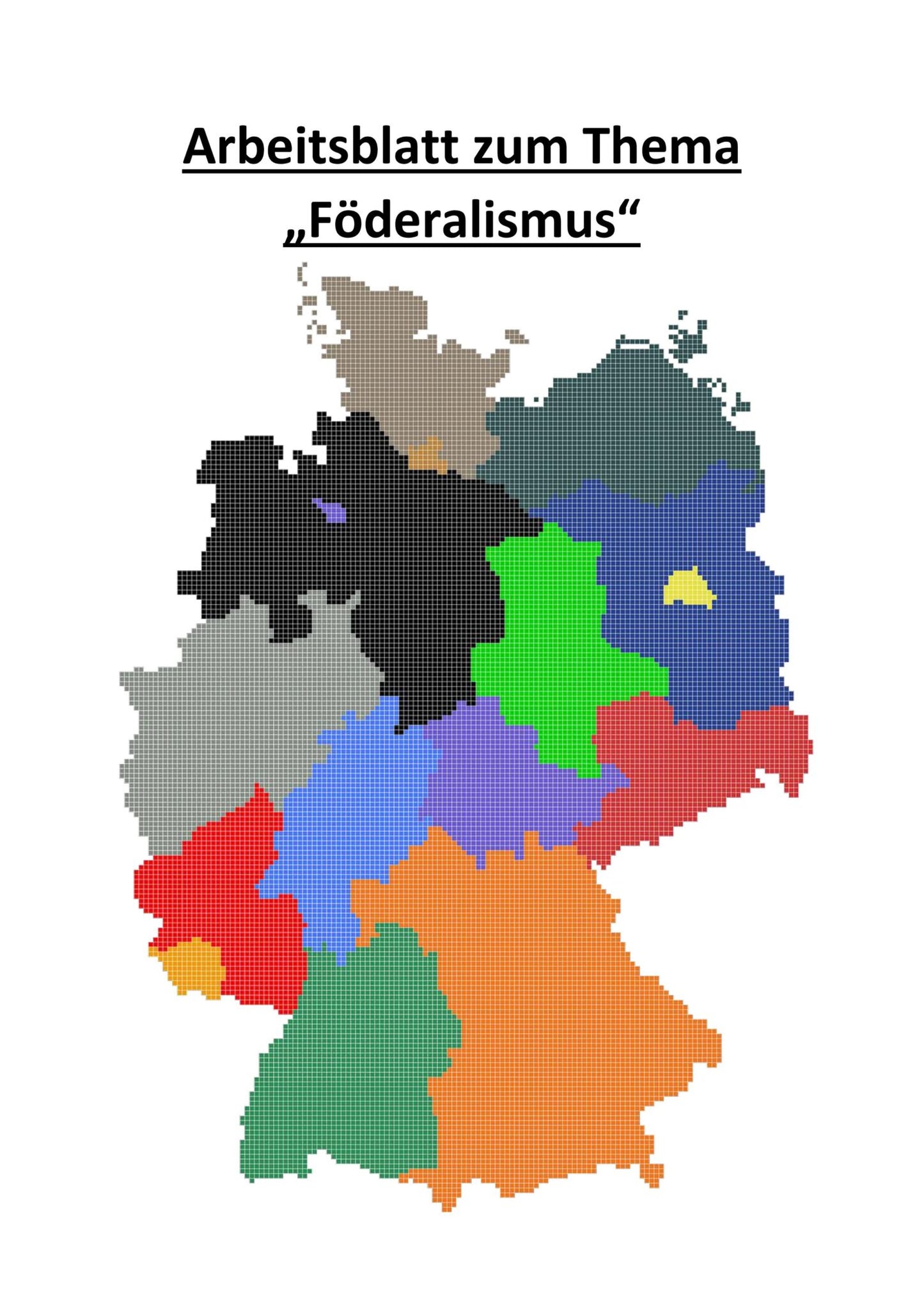 Arbeitsblatt um Thema "Föderalismus": 25 Fragen incl. Lösungen