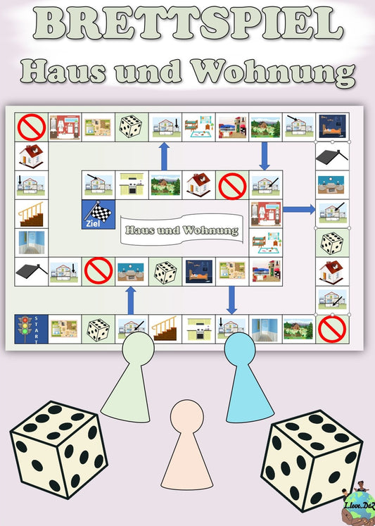 Brettspiel / Spielplan „Haus und Wohnung“ (Thema Wohnen) DaZ (Copy 1)