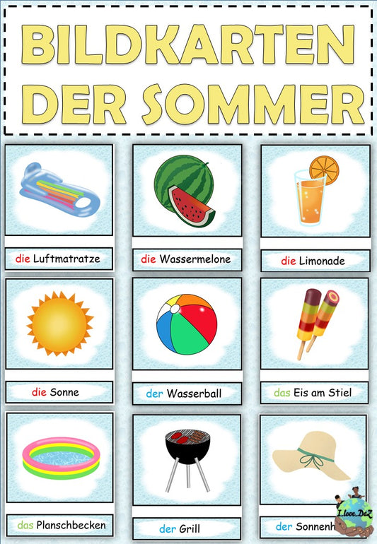 Bildkarten und Wortkarten "der Sommer" DaZ / Deutsch