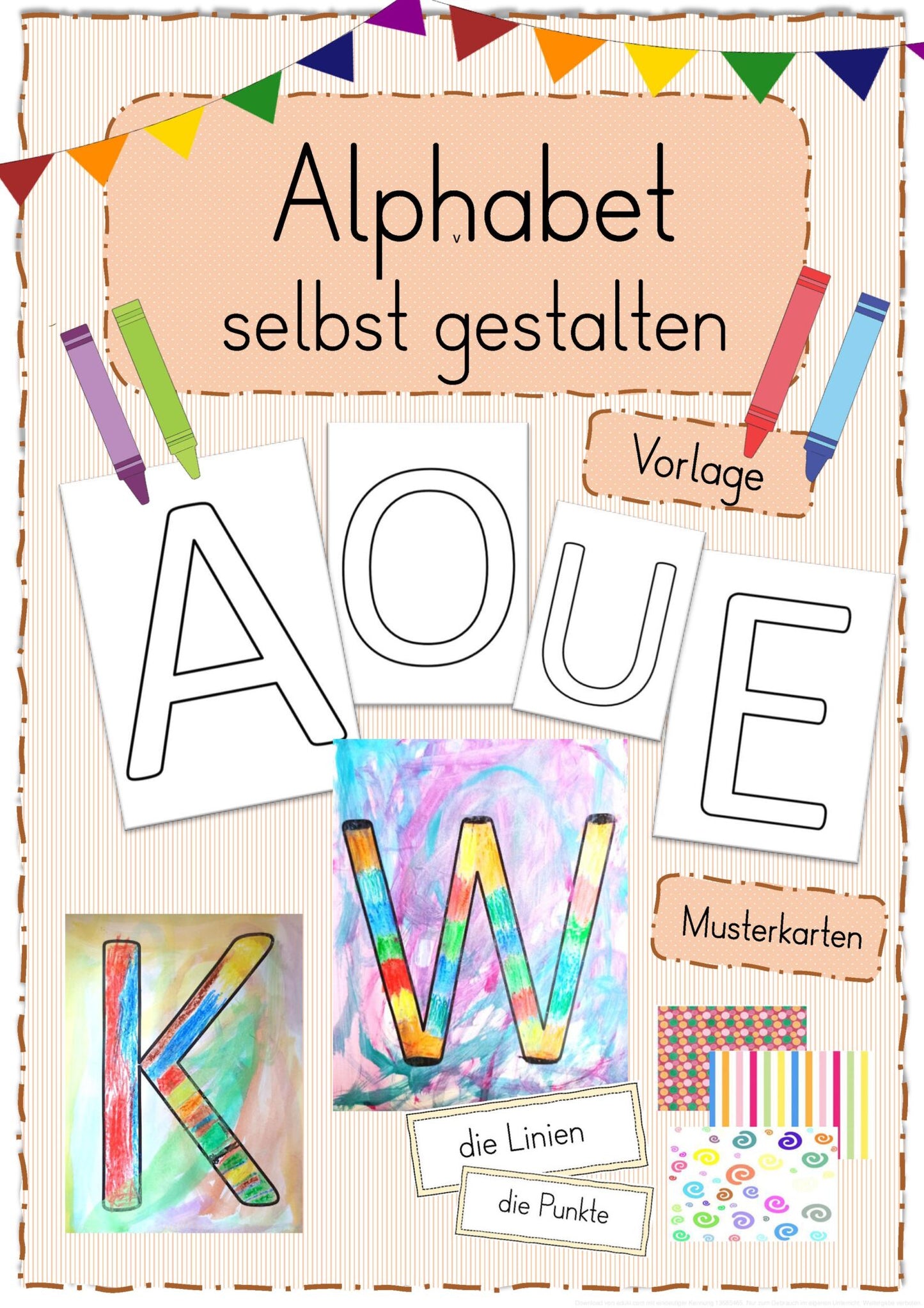 Alphabet selber gestalten (Wachsmalstifte &amp; Wasserfarben)