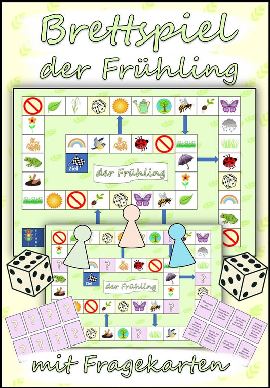 Brettspiel/Spielplan "der Frühling" 2fach Differenzierung DaZ / Deutsch