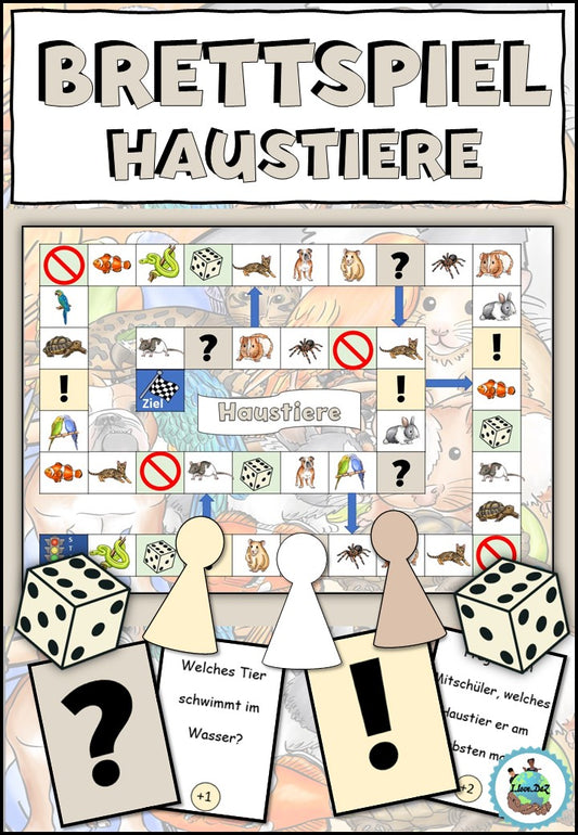 Brettspiel / Spielplan „Haustiere“ DaZ / DaF / Deutsch