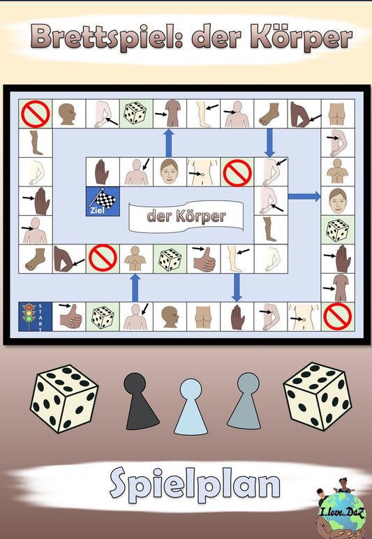 Brettspiel / Spielplan "der Körper" DaZ / Deutsch