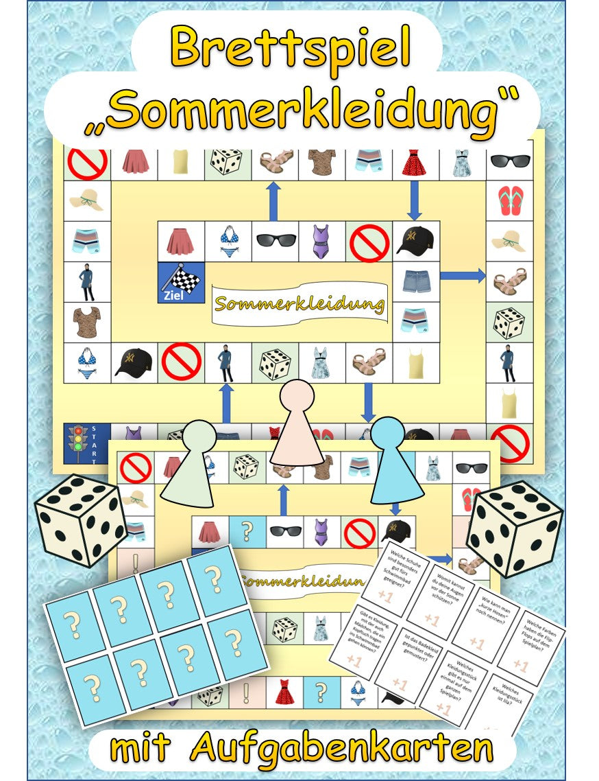 Brettspiel/Spielplan "Sommerkleidung" 2fach Differenzierung DaZ / Deutsch