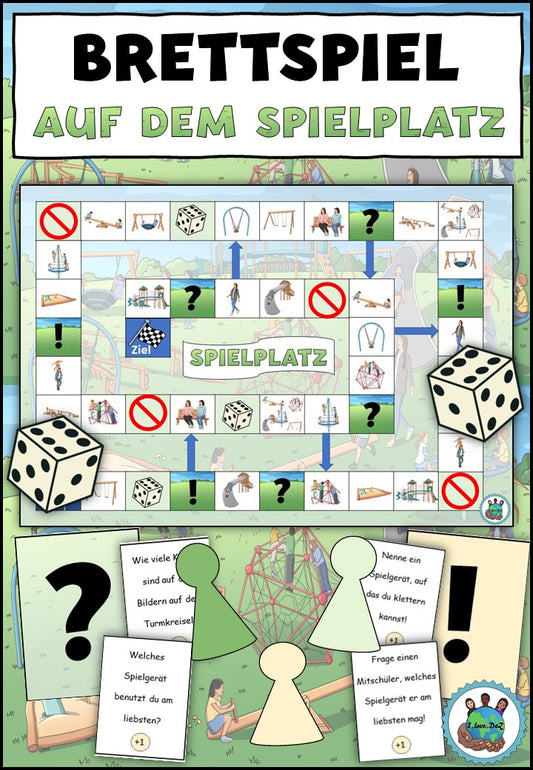 Brettspiel / Spielplan "Auf dem Spielplatz" 2-fach differenziert DaZ / DaF / Deutsch