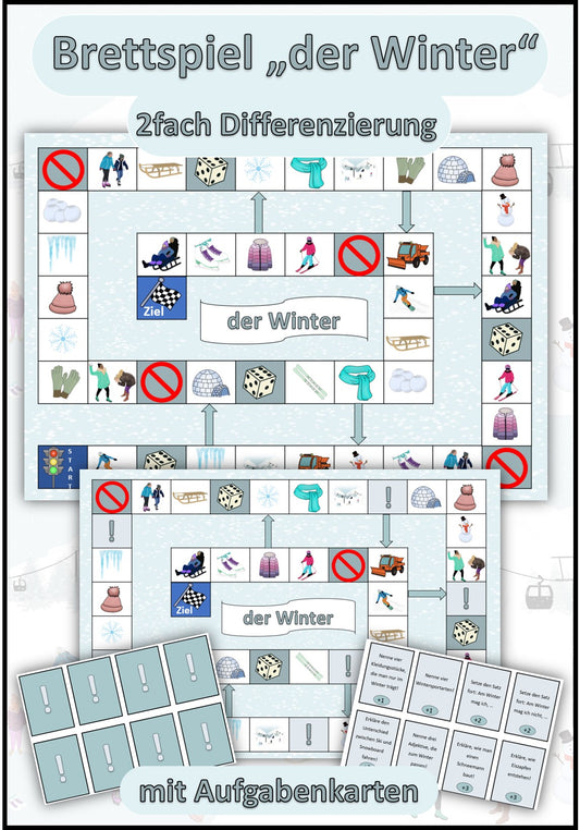 Brettspiel/Spielplan "der Winter" 2fach Differenzierung DaZ / Deutsch