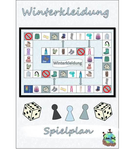 Brettspiel / Spielplan "Winterkleidung" DaZ / Deutsch