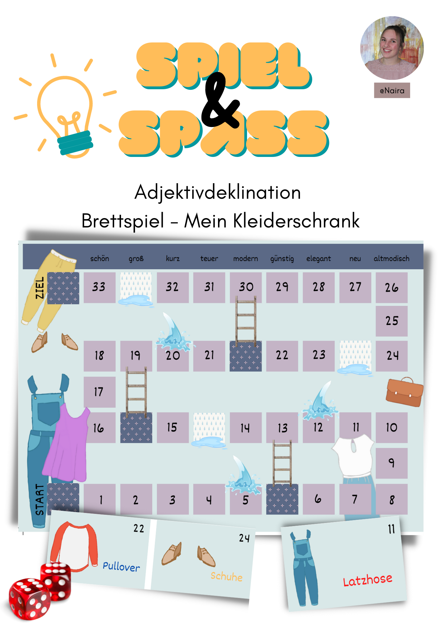 Brettspiel - Mein Kleiderschrank: Adjektivdeklination - print