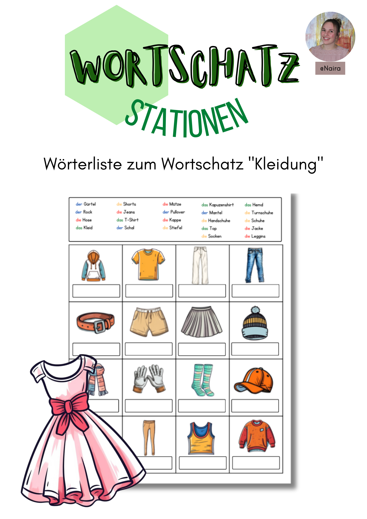 Wortschatz "Kleidung": Wörterliste