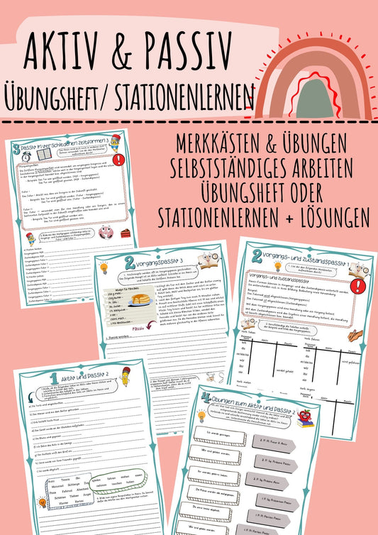 Aktiv und Passiv - Übungsheft / Stationsarbeit / Arbeitsbogen (ab Klasse 7)