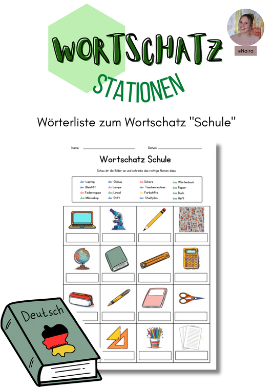 Wortschatz "Schule": Wörterliste