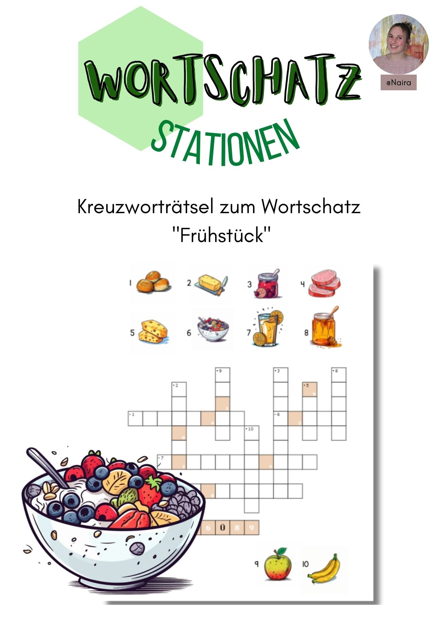 Wortschatz „Frühstück“: Kreuzworträtsel