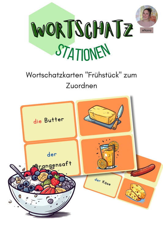 Wortschatz "Frühstück": Zuordnungskarten