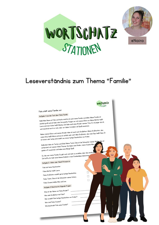 Wortschatz "Meine Familie": Leseverständnis