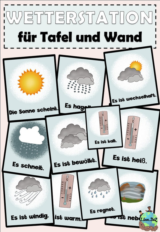 Wetterstation Tafel- und Wandmaterial DaZ / Deutsch