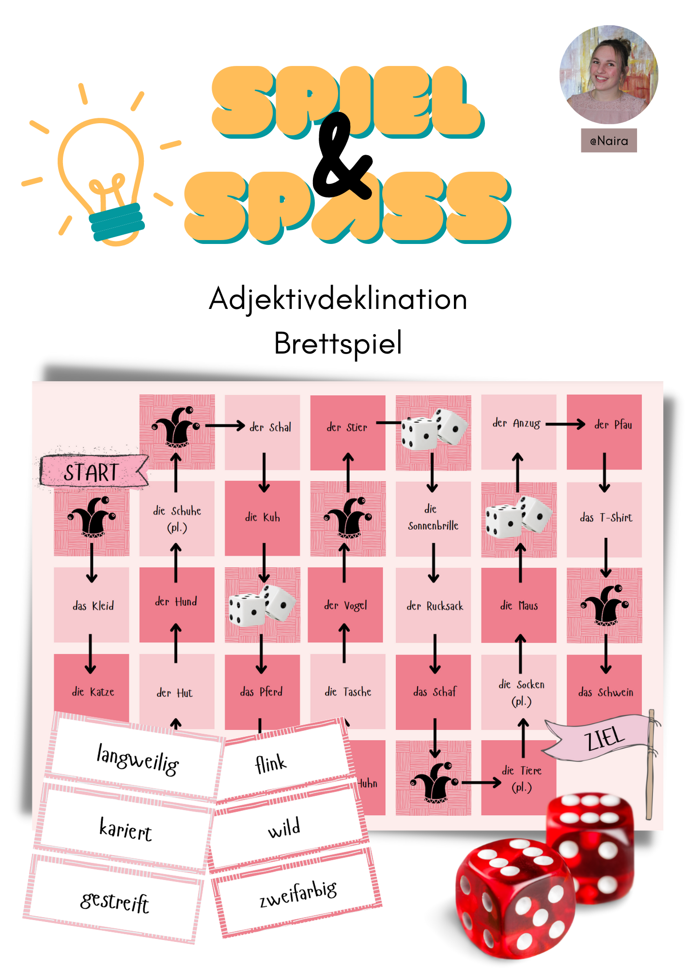 Brettspiel: Adjektivdeklination - print &amp; digital