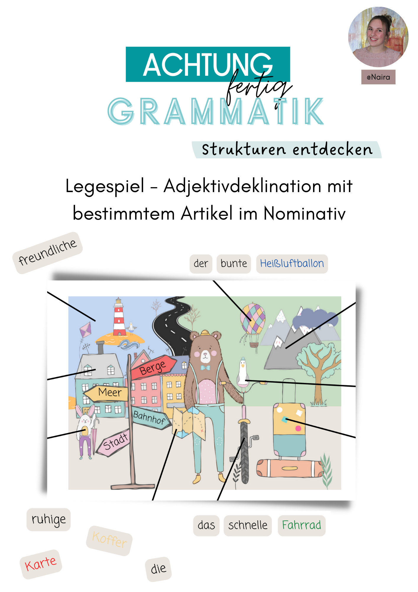 Wimmelbild Adjektivdeklination bestimmterArtikel Nominativ