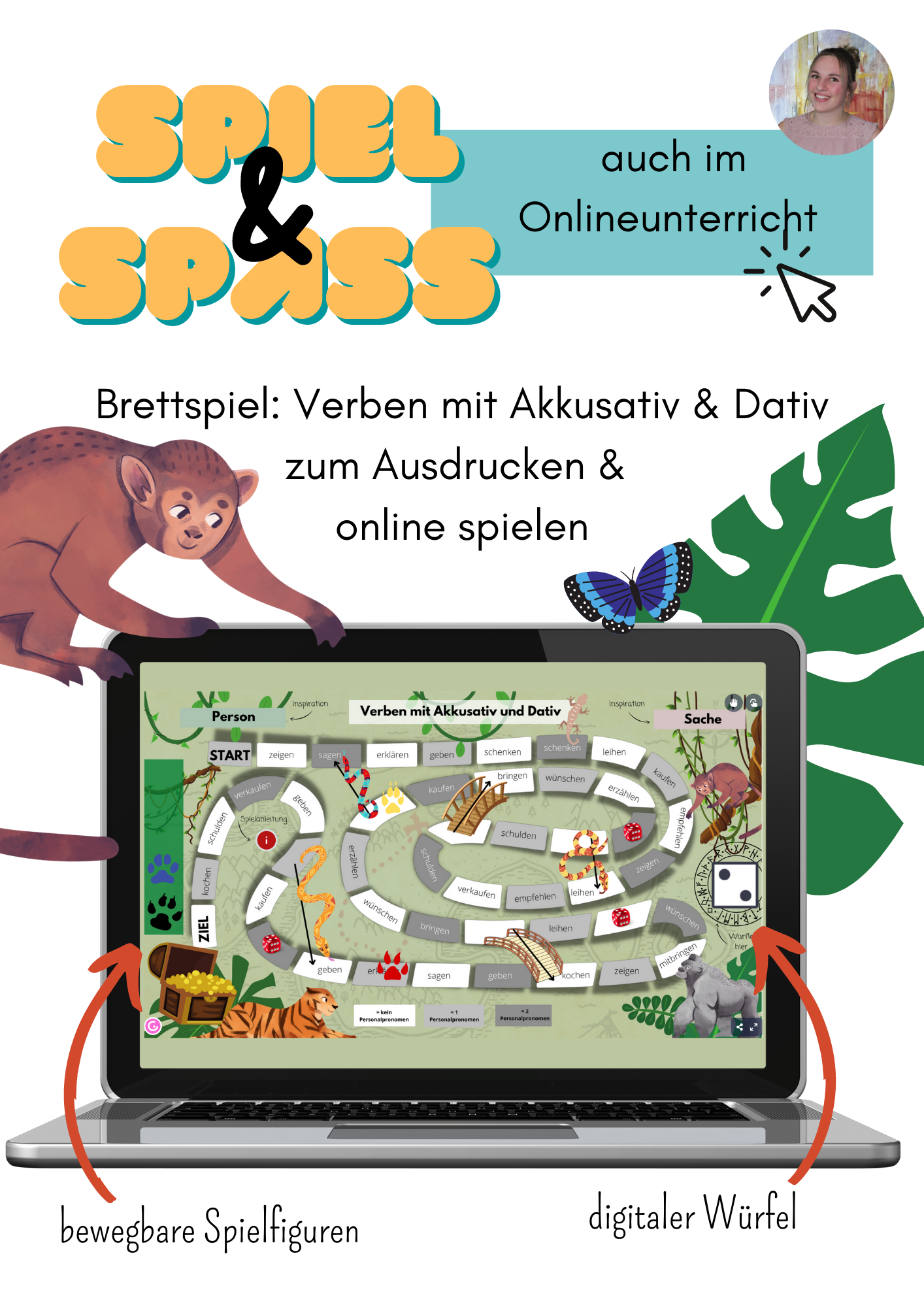 Brettspiel: Verben mit Akkusativ &amp; Dativ - print &amp; digital