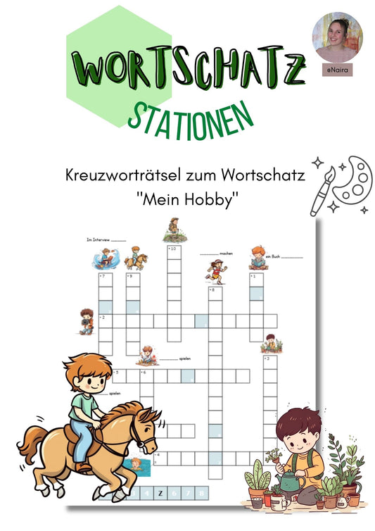 Wortschatz "Mein Hobby": Kreuzworträtsel