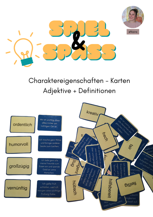 Charaktereigenschaften - Karten Adjektive und Definitionen