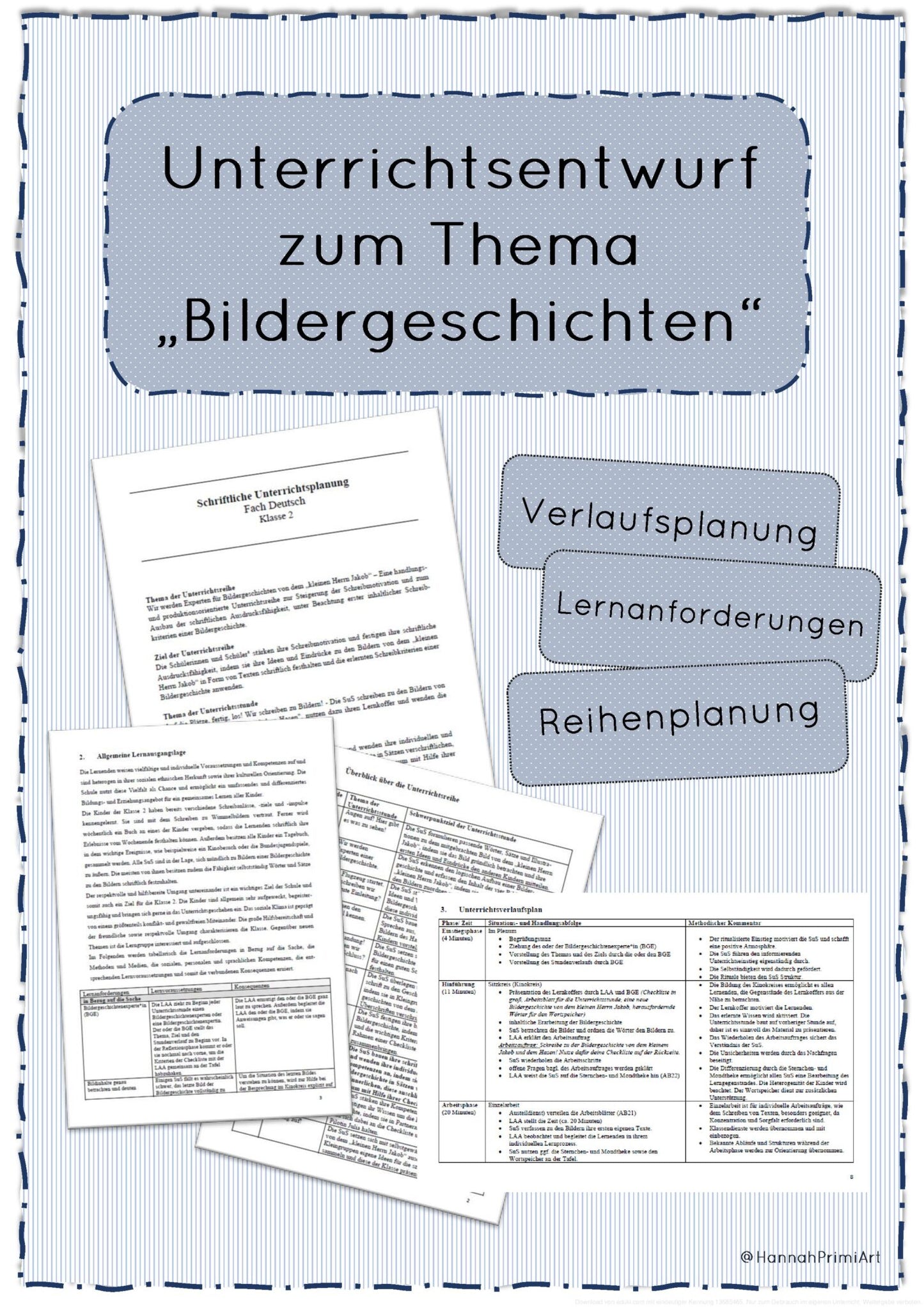 Unterrichtsentwurf zum Thema Bildergeschichten - Klasse 3