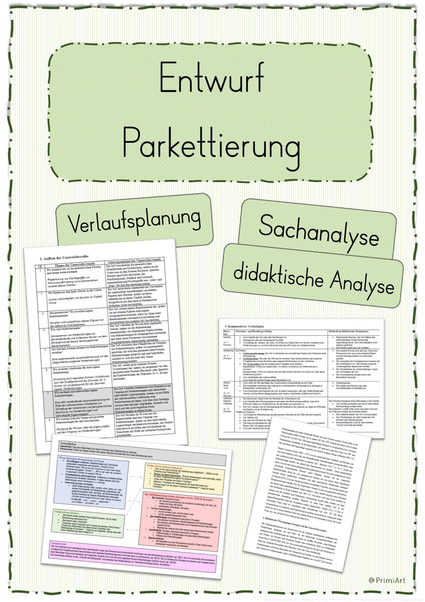 Unterrichtsentwurf Mathematik Parkettierungen Geometrie