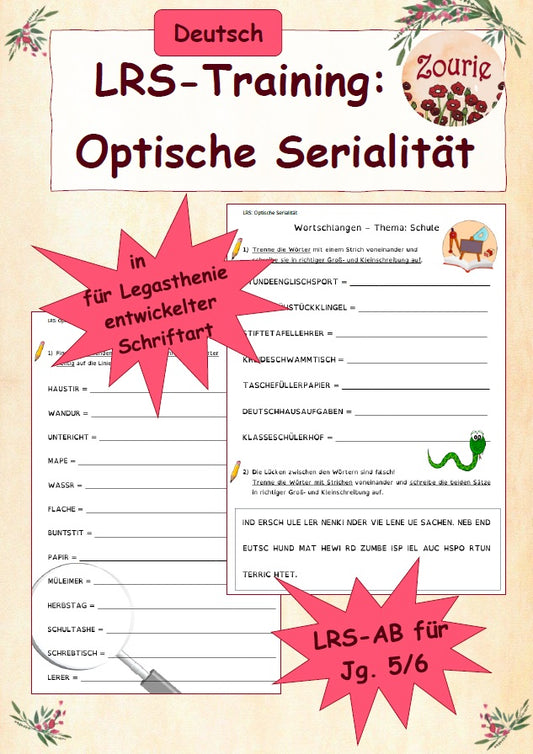 AB Fehlende Buchstaben &amp; Wortgrenzen – LRS Training