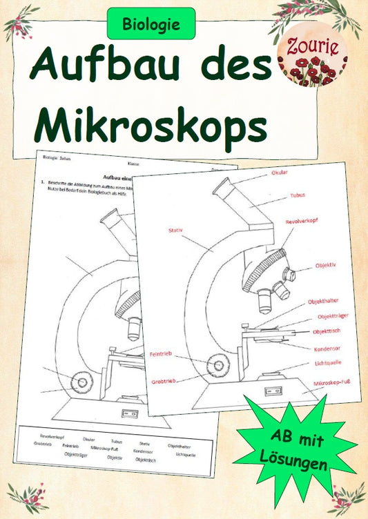 Arbeitsblatt Aufbau eines Mikroskops