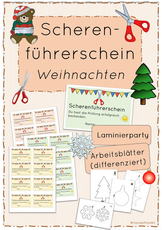 Weihnachten Scherenführerschein 1. Klasse