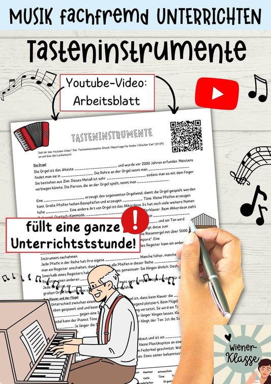 Arbeitsblatt "Tasteninstrumente" / Sekundarstufe 1/ Musik fachfremd unterrichten