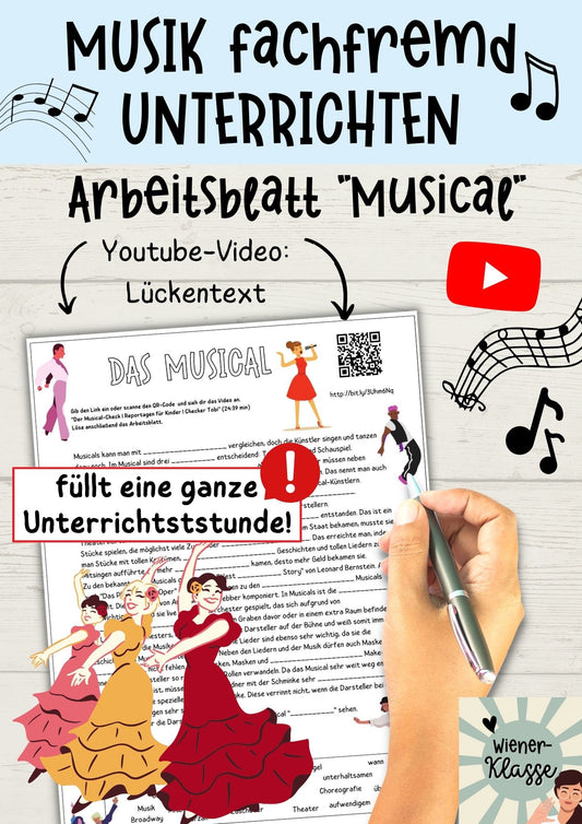 Arbeitsblatt "Musicals" - Youtube-Video + Arbeitsblatt / Musik fachfremd unterrichten