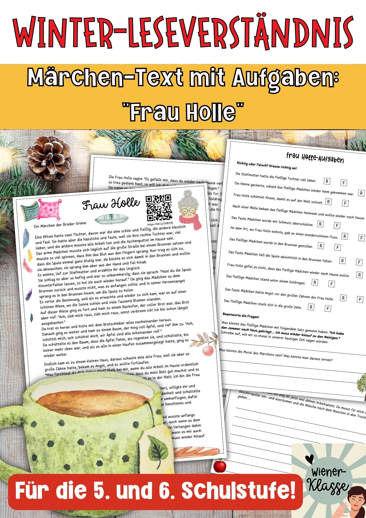 Weihnachts-Märchen: Lesetext „Frau Holle“ mit Aufgaben!