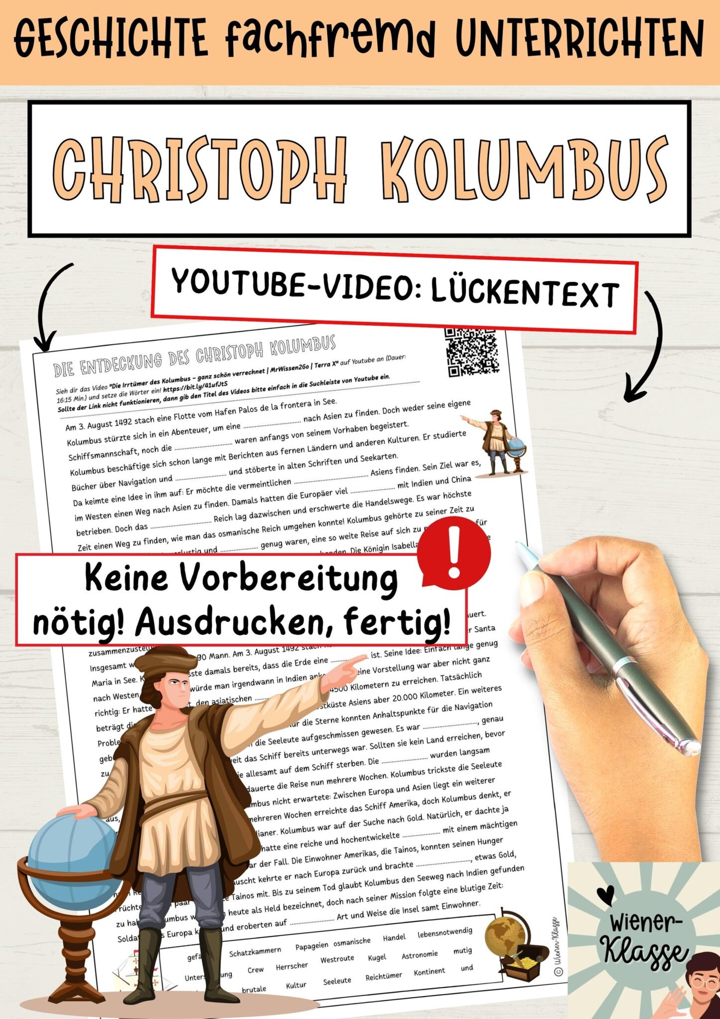 Christoph Kolumbus: Unterrichtsmaterial zu Youtube-Video / Geschichte fachfremd unterrichten