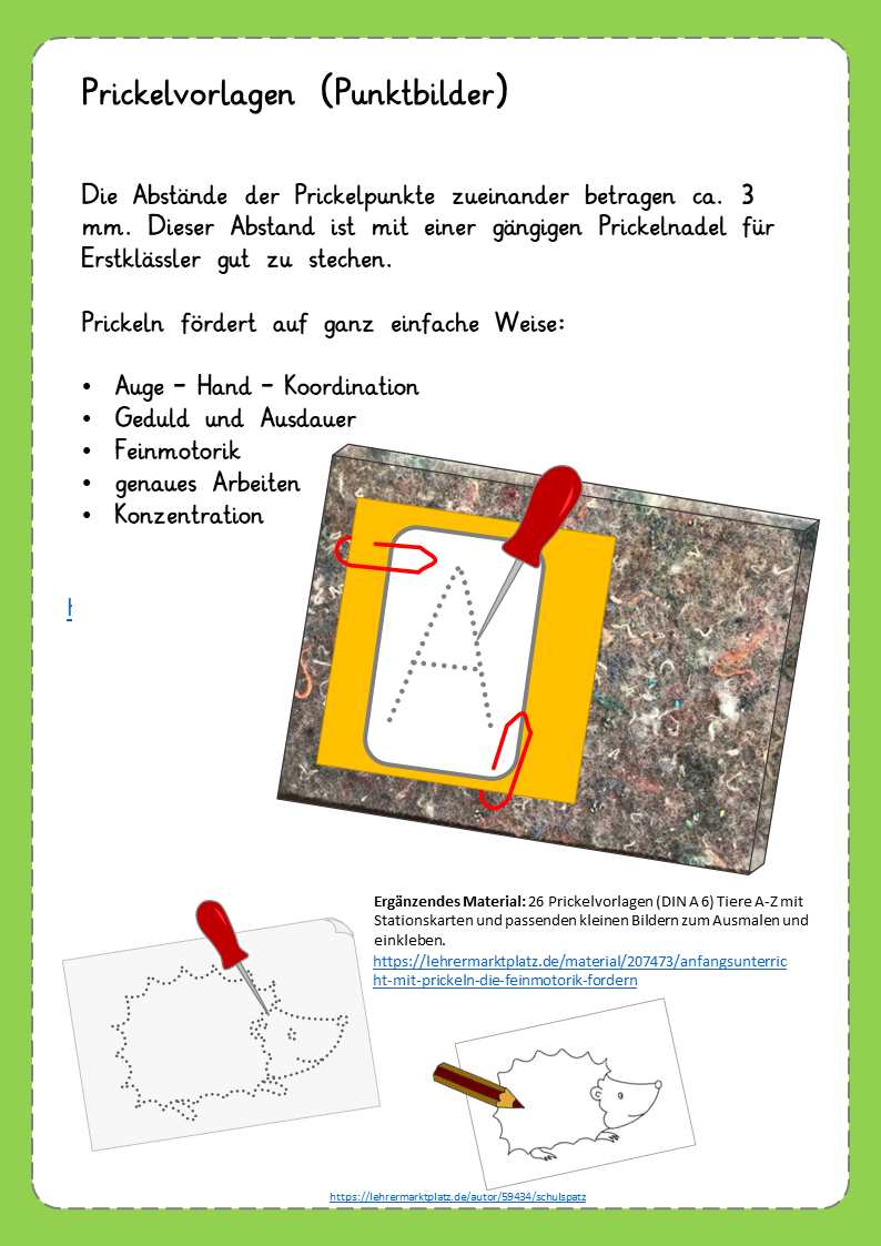 Buchstaben und Zahlen im Anfangsunterricht: Prickeln