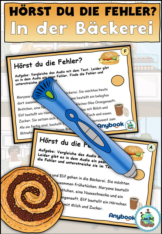 "Hörst du die Fehler?" Thema Bäckerei - für den Anybook Reader - DaZ / DaF