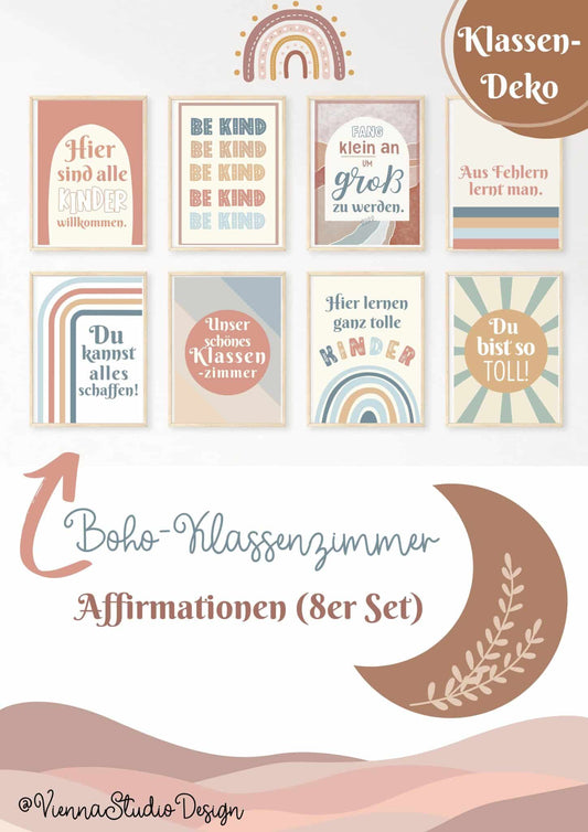 BOHO Wandposter mit Affirmationen und Selbstliebe und psychische Gesundheit I Selbstakzeptanz