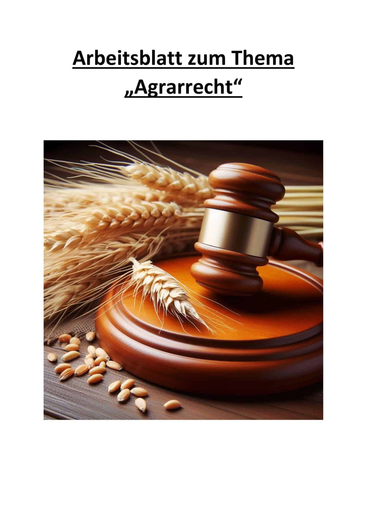 Arbeitsblatt zum Thema "Agrarrecht" mit 25 Fragen inkl. Lösungen