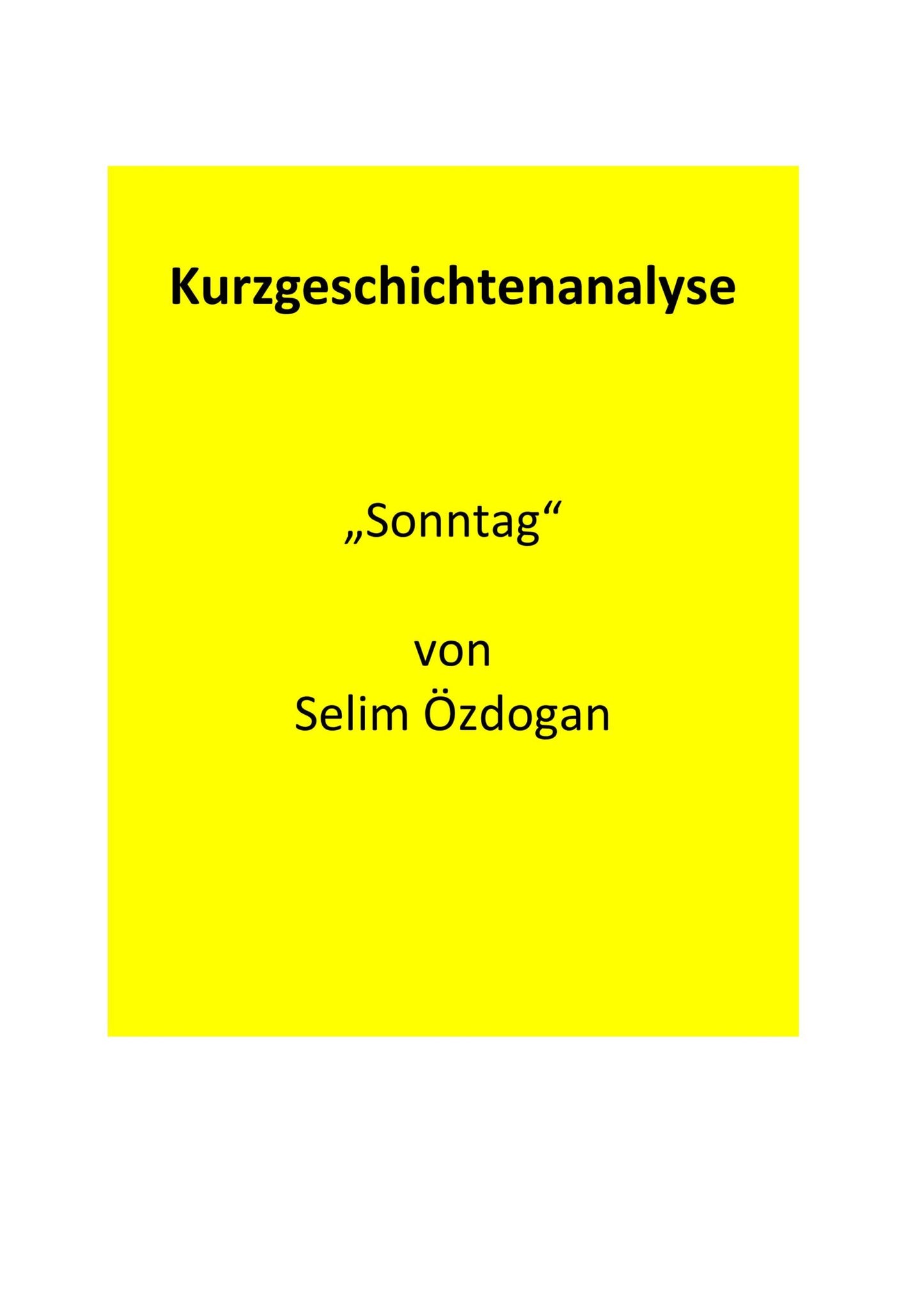 Analyse der Kurzgeschichte „Sonntag“ von Selim Özdogan (1998)