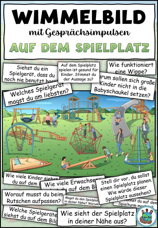 Wimmelbild mit Gesprächsimpulsen "Auf dem Spielplatz" - DaZ / DaF / Deutsch