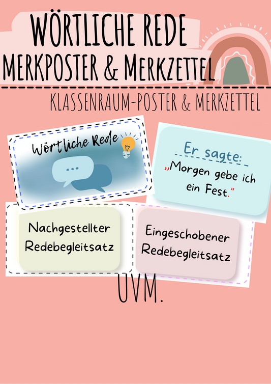 Wörtliche Rede: Merkposter &amp; Merkzettel