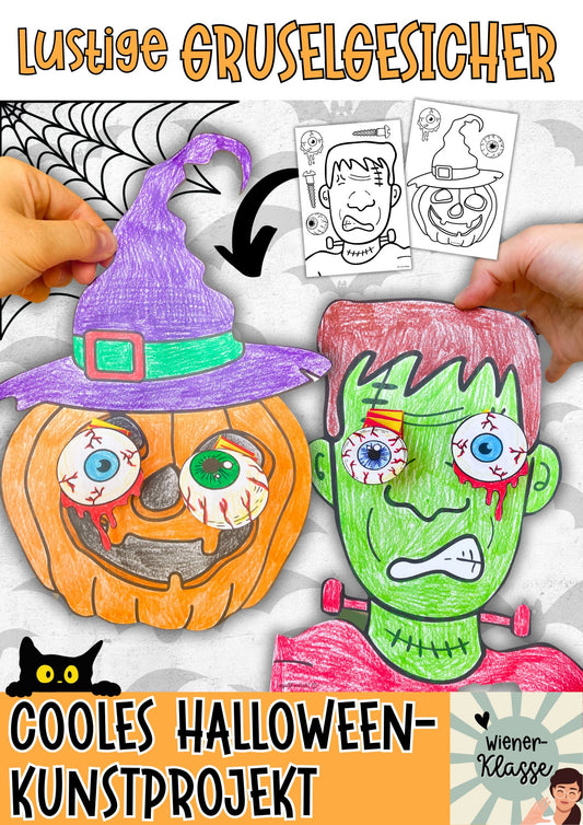 #happyhalloween23 Lustige Grusel-Gesichter: Halloween Kunstprojekt