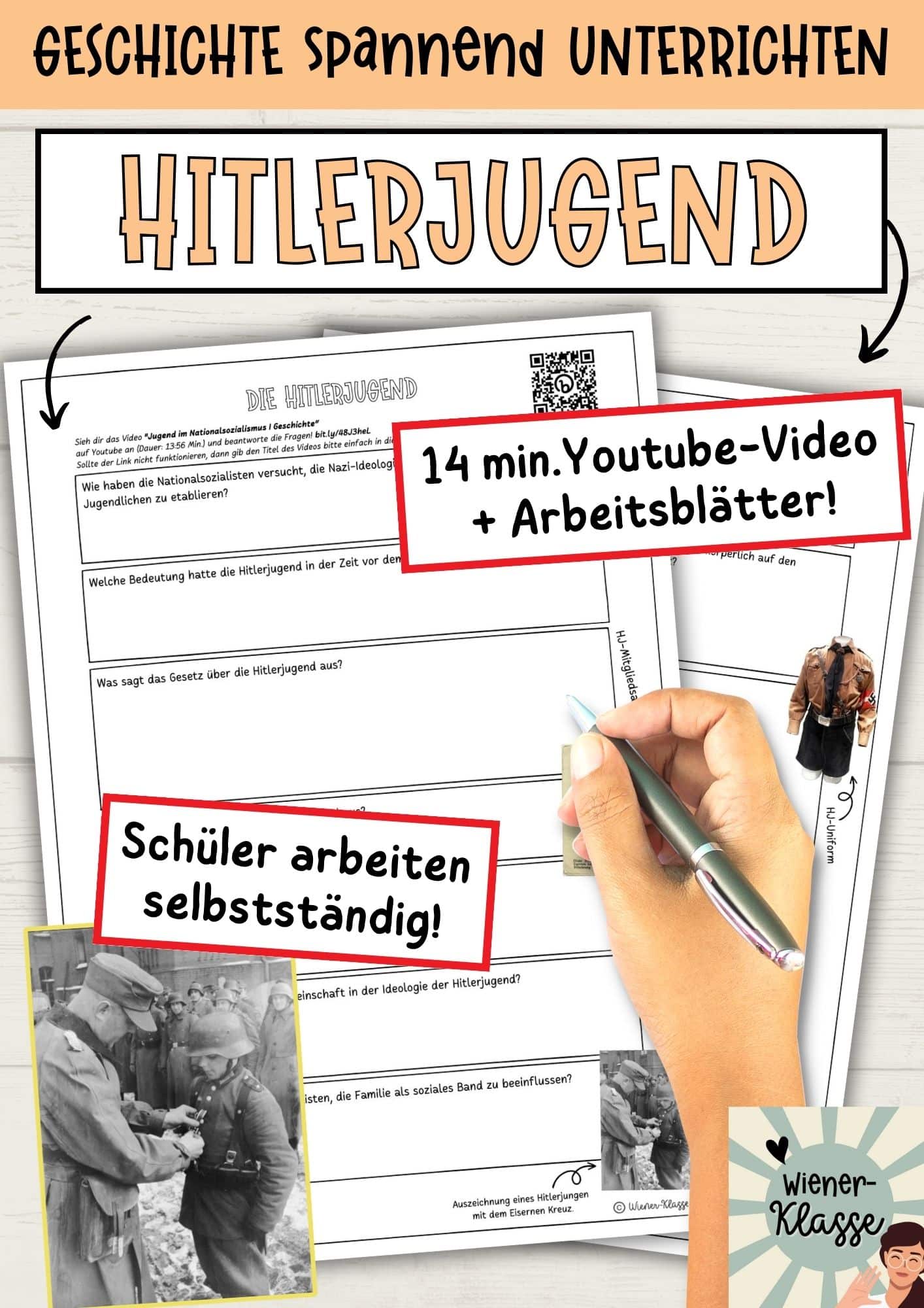 Youtubevideo: Die Hitlerjugend + Arbeitsblätter, Sekundarstufe 1, 2. Weltkrieg