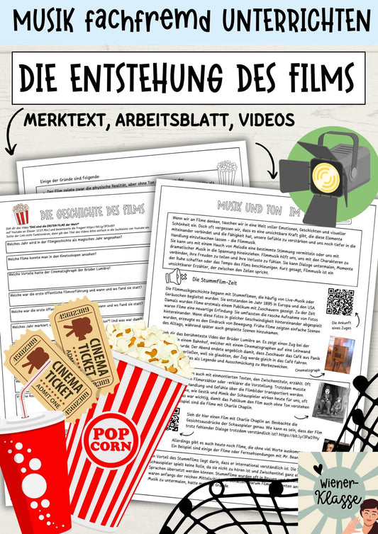 Arbeitsblätter und Videos zu Filmmusik, Entstehung des Films, Stummfilme