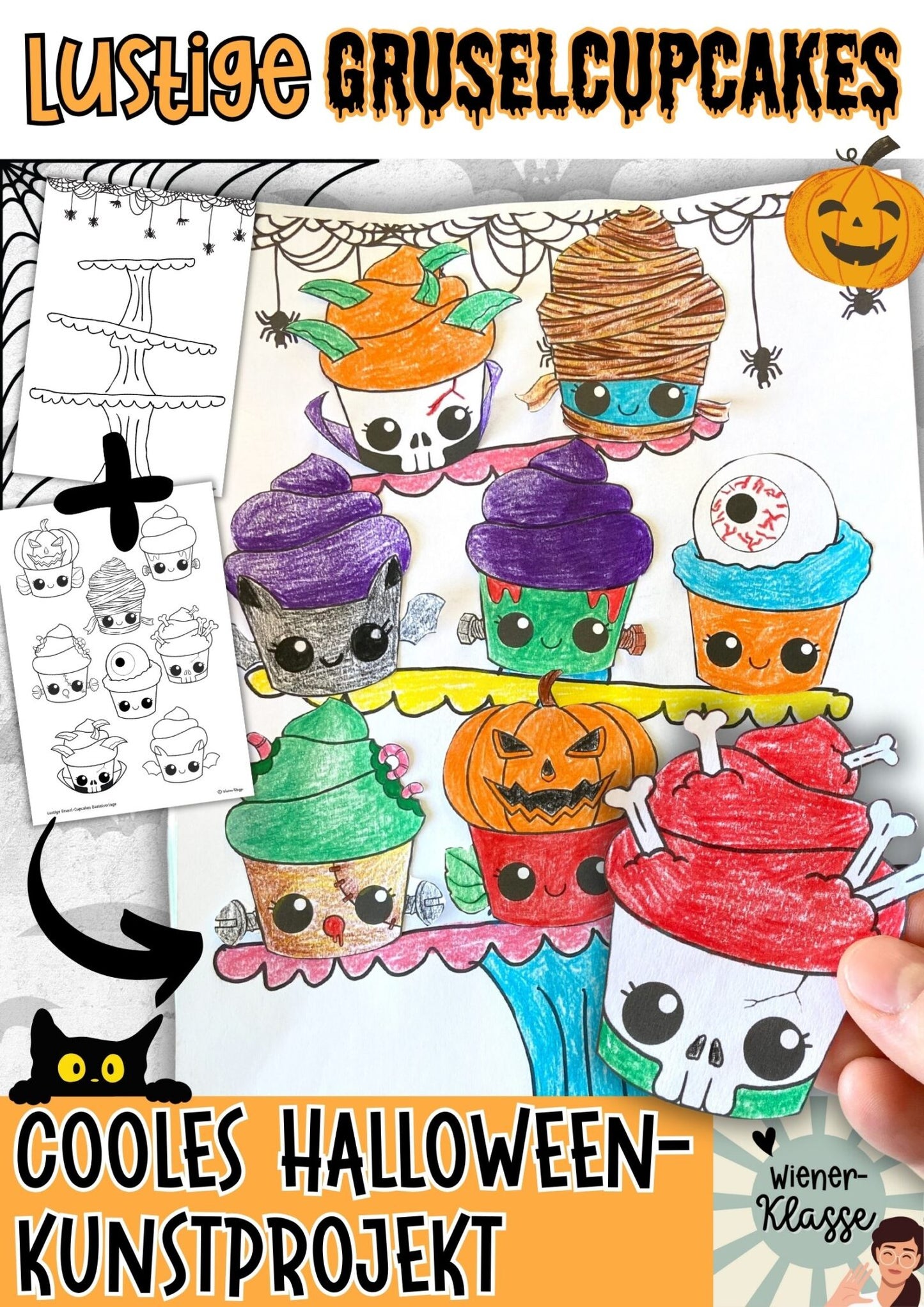 #happyhalloween23 Halloween Kunstprojekt: Lustige Grusel-Cupcakes basteln